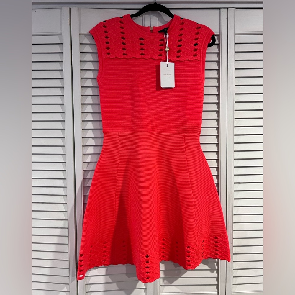 NEW Ted Baker Zaralie Ribbed Fit & Flare Dress Size US 8